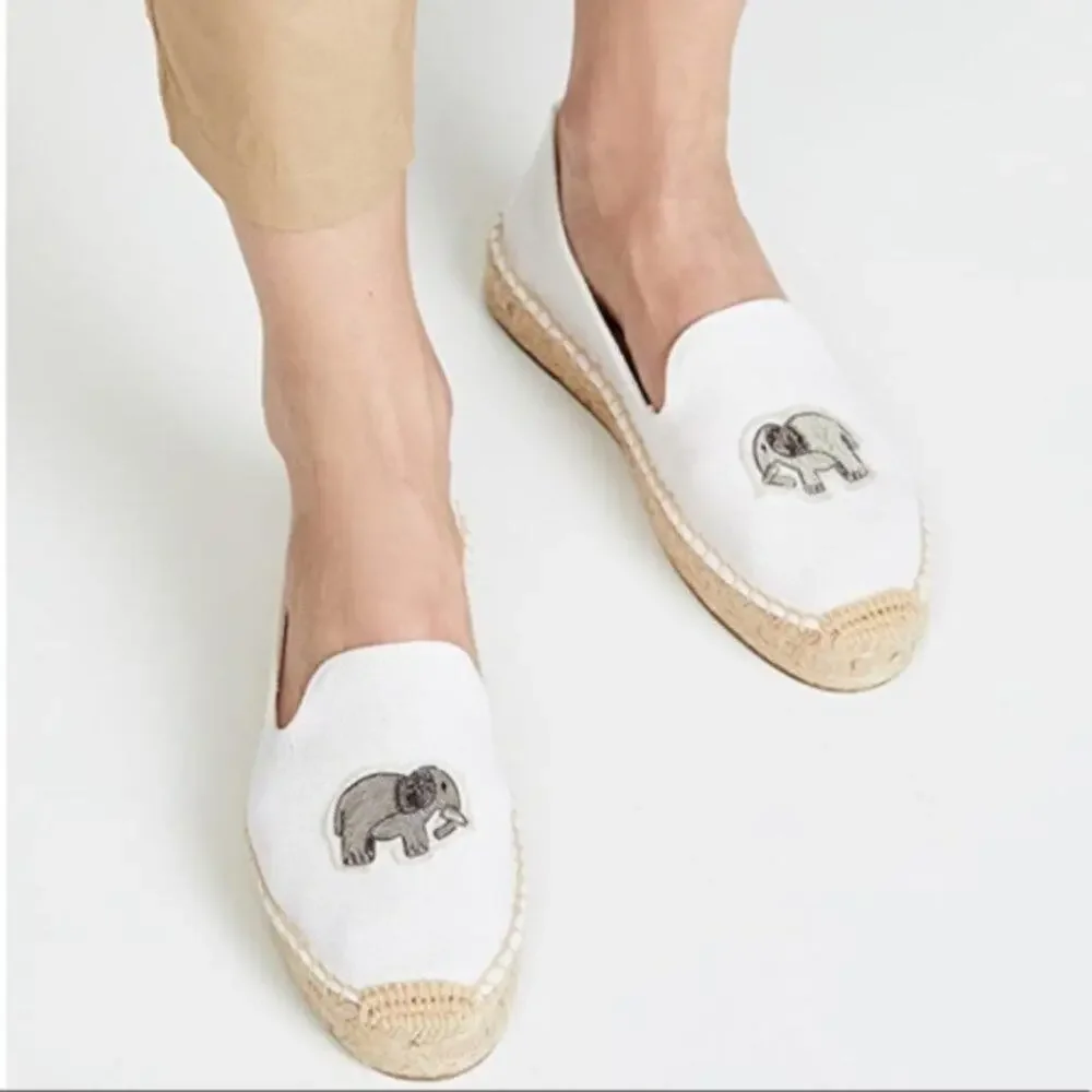 ANTHRO Soludos canvas elephant beaded slip on espadrilles smoking slipper sz 8
